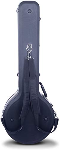 Image of Crossrock ABS Molded Banjo Case for 5-String Resonator & Tenor | Backpack Style, Locking Latch, Plush Interior - Lightweight Hardshell Protection -Black (CRA861BJBK)
