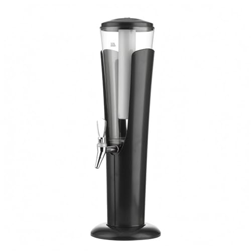 KiBcsLic Torre Cervecera 3 Litros Plástico Dispensador Cerveza Transparente Gran Capacidad Dispensador con Grifo para Fiestas, Negro, Negro