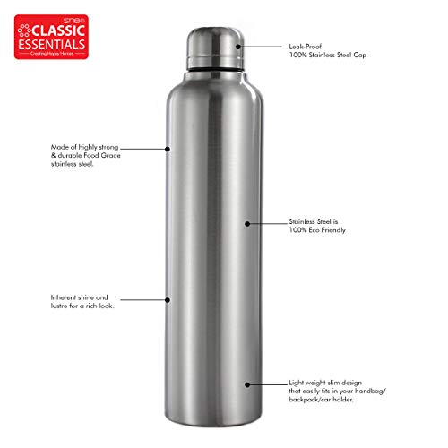 Image of CLASSIC ESSENTIALS Single Walled Stainless Steel Bottle 1000ml (Inox Aqua)