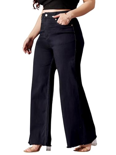 Image of Miss Chase A+ Women's Wide-Leg High Rise Regular-Length Stretchable Denim Jeans