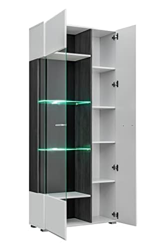 Generisch Wohnwand SOLIDO Twin Wohnzimmerset TV Wand Weiß Hochglanz Anbauwand Wohnzimmer Fernsehwand