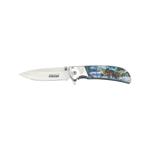 Battle Buddy Knives Outdoorsmen Pocket Knife - Hunting Accessories For Men - Cool Folding Knife With Pocket Clip - 420 Stainless Steel Blade - Unique Designs for Outdoorsmen & Collectors
