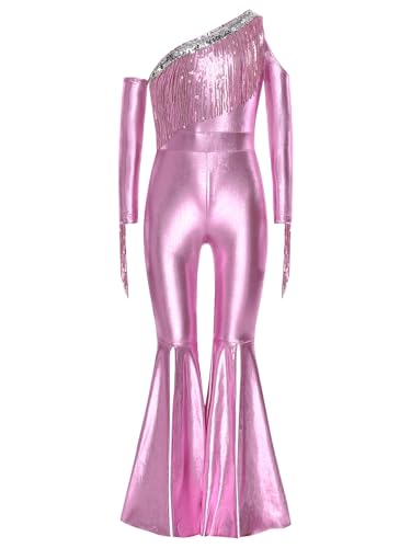 Combinaison para niña de 7-8 años con franja rosa y trajes de discoteca 4