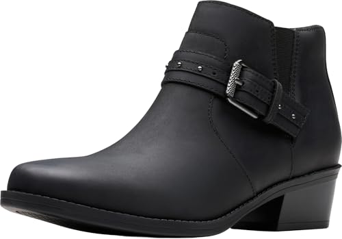 Clarks Women Danyelle Wish Black Oily Leather 9 Medium