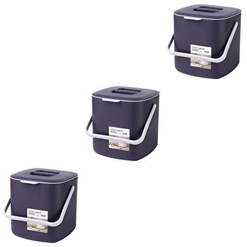 Cabilock 3 pcs Scrap Plastic Kitchens Easy- Basket Purple Home Organizer Wet Recycling Trash Household Double-Deck Portable Clean Compost Classified Lid Vegetable Table Blue Countertop