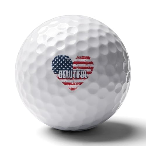 Beautiful American Heart Flag Practice Golf Ball Realistic Feel and Long Lasting Limited Training Balls Gifts for Men Women