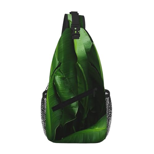 Bolsa diagonal de hojas verdes ideal para paseos y senderismo diario