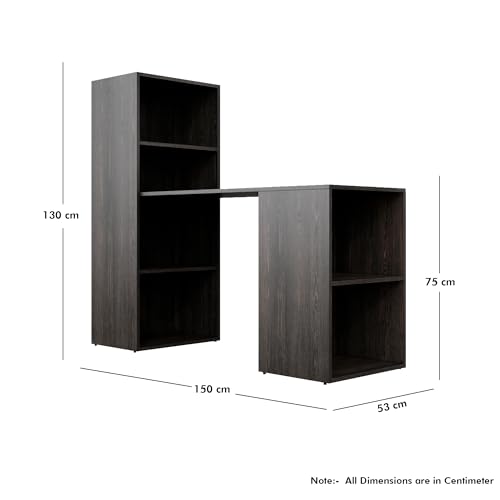 Image of Bniture Wooden Study Table for Home | Engineered Wood Study Table with Book Shelf | Multi Purpose Computer Desk for Writing & Study | Laptop Table for Study Room, Office & Workstation | Flower Wenge
