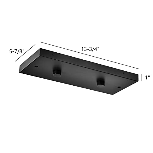 Two Pendant Light Linear Canopy Accessory Light Kit, 13-3/4 Inch Flush Mount Cluster Canopy, Hanging 2 Lights With One Outlet Box For Kitchen Island, Mounting Hardware Included, Matte Black #TOP2