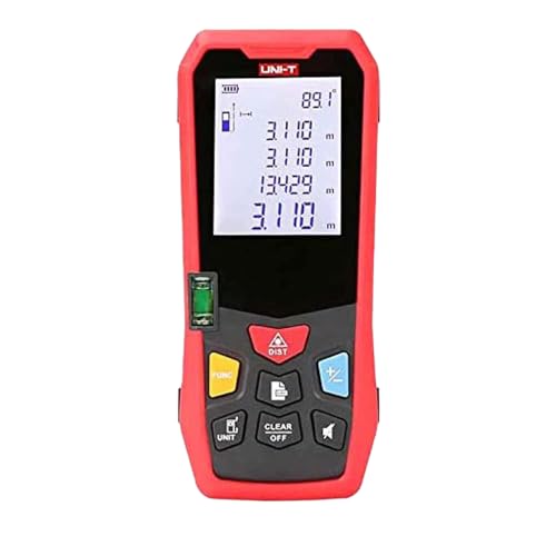 UNI-T High Precision Infrared Laser Distance Meter | 100 Digital Ruler With Physical and Electronics Leveler Professional Red Multiple functions LM100