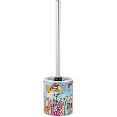 WENKO WC-Garnitur Rollin'Art Ocean Life, flexibel aufstellbarer offener WC-Bürstenhalter aus hochwertiger Keramik bedruckt Cover