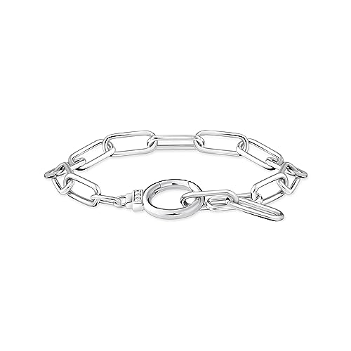 Thomas Sabo Silver Link Bracelet with White Zirconia and Ring Clasp 925 Sterling Silver