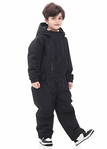 Bumdeep Kid's Girls Boys One Pieces Ski Suits Jumpsuits Snowsuits Snowboard Waterproof Jackets (Black,110Cm) #TOP3