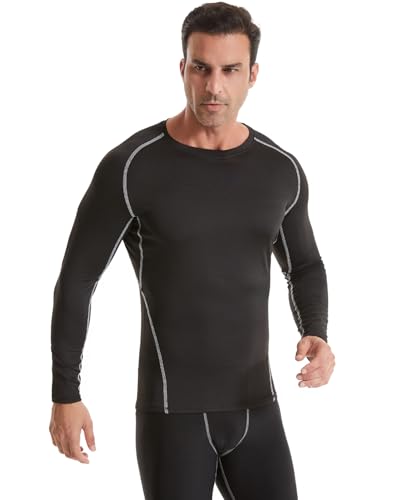 Orrfreer 4 Pack Men's Long Sleeve Compression Base Layer Top Quick Dry Long Sleeve Running Top Mens Tight Baselayer Tee Shirts All Season for Running Training 4 Black XXL - Image 2