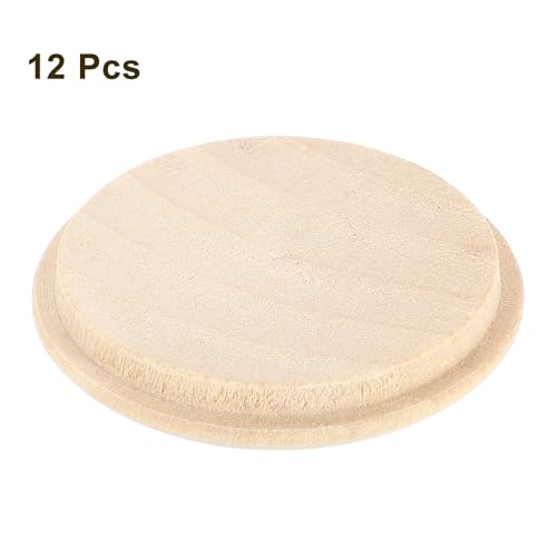 Image of uxcell 12Pcs Wood Button Plugs, 40mm /1.57 inch Hardwood Screw Hole Plug Mushroom Wooden Caps Buttons Wood Plug for Furniture Woodworking Craft Decor (45mm x 40mm)