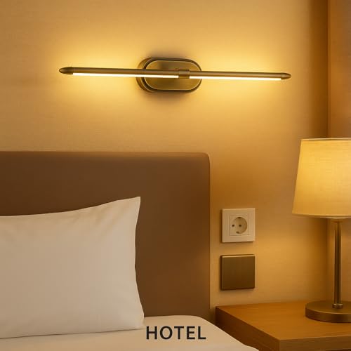 TRIPPING Antique Brass Finish 6W LED Wall Light with Adjustable Neck Spot Focus for Mirror Washbasin Picture Frame 3IN1 Warm,Cool,Natural White 31cm Length, Elegant Accent Lighting