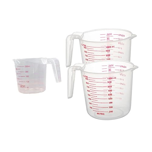Mikinona 3 Pçs Medidas Do Copo De Medição Copos De Escala De Medição Claros 250Ml Jarro De Medição F