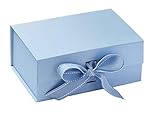 Luxury Premium Quality Pale Blue Magnetic Lid Gift Box with Ribbon Closure, Matt Finish Box for Birthdays and Anniversaries Gifting (Size 235x170x100mm)