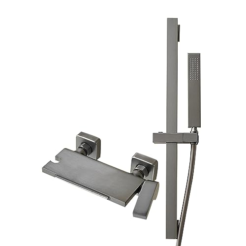 Mitigeur cascade baignoire gris à installer au mur pour des bains relaxants en famille