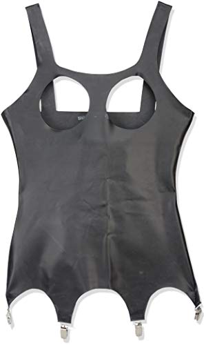 Guêpière ouverte en latex véritable XL au fini brillant miroir