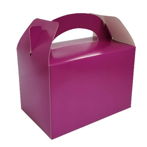 4 Square Coloured Design Children/Kids Party Boxes Carry Meal/Food Fun Picnic Birthday Wedding Favour/Baby Shower Party Box Loot Bag Gift Boxes All Occasions (30 Boxes, Purple)