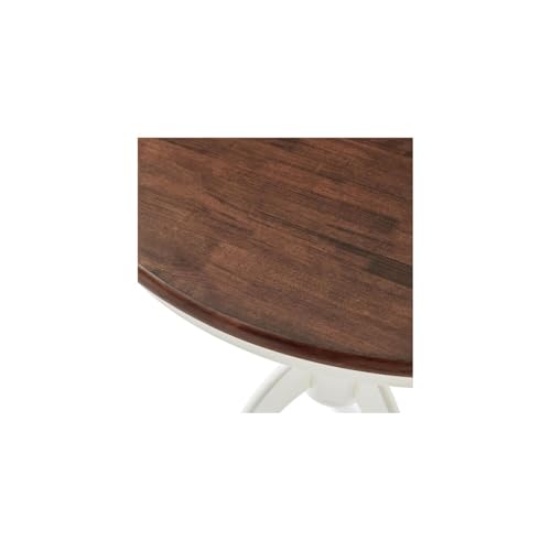 HomeStock Beachy Beauty Dining Table, Round, Distressed White/Mahogany, 42" D x 42" W x 30.5" H, Antique Finish, Charming Dining Table for All Dining Spaces - Thumbnail 5