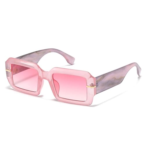 Lunettes de soleil carrées de luxe rétro avec verres dégradés rose UV400 taille unique