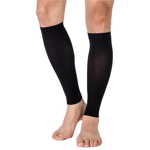 1 Pair Compression Stocking 20-30mmhg Calf Compression Sleeves for Men Women Footless Calf Support S-XXL Size for Shin Splint Relief, Recovery, Running(Black,L)