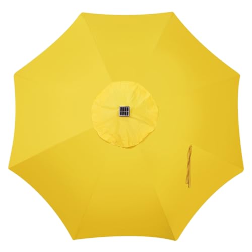 Image of Blissun 9 ft Solar Umbrella, 32 LED Lighted Patio Umbrella, Table Market Umbrella, Outdoor Umbrella for Garden, Deck, Backyard, Pool and Beach (Yellow)