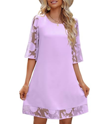 Image of LookbookStore 3 /4 Sleeve Dress for Women Shift Cute Summer Tunic Floral Lace Dresses