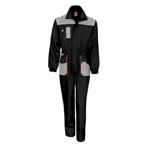 Image of Work-Guard by Result Mens Lite Overalls (M) (Black/Grey/Orange)