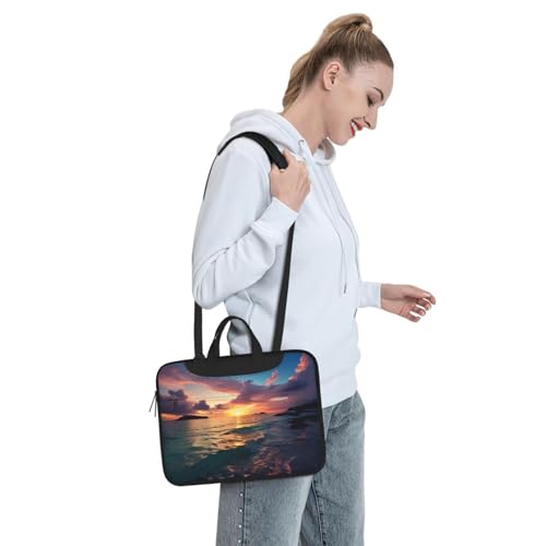 Bolso Tote para Laptop Ocean y Atardecer Negro miniatura 3
