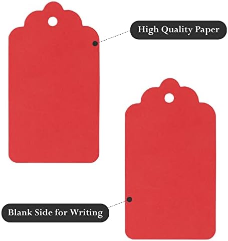 jijAcraft 100PCS Red Gift Tags, 7x4CM Making Hang Label with String for Christmas Wedding Favour DIY Crafts