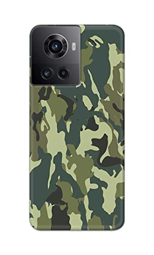 Image of Printed Hard Back Cover Case for OnePlus 10R 5G 80W | 150W Back Cover (Green Army Camouflage) -1803