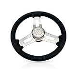 MARINE CITY 316 Stainless Steel Steering Wheel with Black PU Foam Grips, Silver Hub Cap, Corrosion-Resistant Perfect for Marine Steering Systems, Boats, Yachts (13.5 Inches)