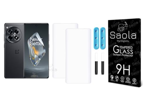 Image of Saola 2-Pack UV Curved Tempered Glass for Oneplus 12R | 9H Hardness | Edge-to-Edge Full Screen Coverage | UV Light Installation | Scratch Resistant | Case Friendly Screen Protector. (6.78 Inches)