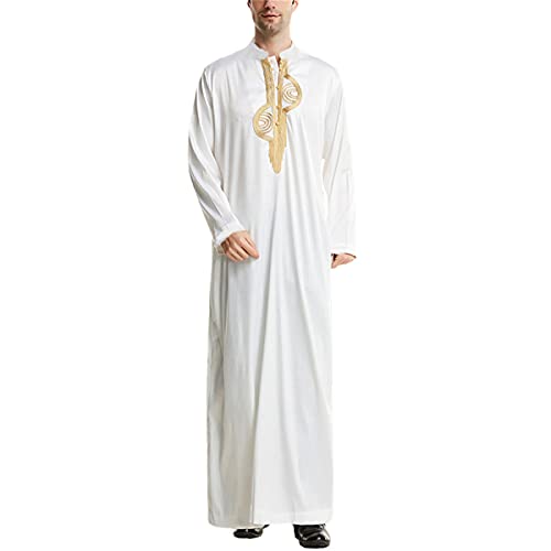 Caftan ample homme blanc finissant avec l'inconfort des tuniques trop serrées
