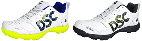 Image of DSC Beamer Cricket Shoe for Men & Boys (Light Weight | Economical | Durable | Size UK: 8) Grey-White & Beamer Cricket Shoes Size for Men (8 UK, Fluro Yellow-White)