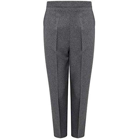 Beach837 Ladies Single Semi Elasticated Stretch Waist Plain Casual Office Nurse Career Work Pull On Trousers (Mid Grey, 20W / 29L) Cover