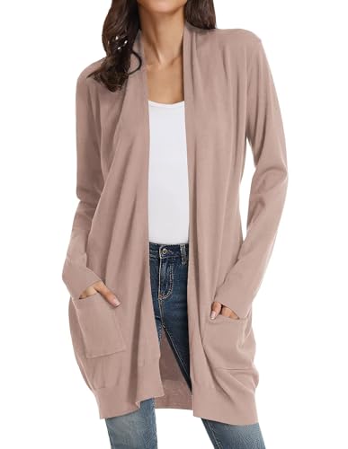 Image of GRACE KARIN Long Cardigan for Women Lightweight Open Front with Pockets | Oversized Cardigan Sweaters for Women, Soft Knit, Casual Fall Clothes, Layering Piece for Fall, Winter & Office Wear