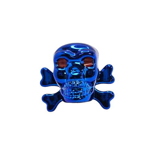 cyclingcolors 4 Tapas de Válvula de Plástico Calavera Hueso Cruzado para Válvulas Schrader de Neumáticos de Bicicleta Motocicleta Coche Quad E-Scooter, Azul miniatura 2