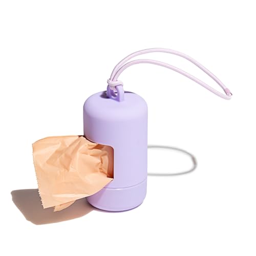 Image of Wild One Dog Poop Bag Holder and Dispenser with Leash Attachment, Leak Proof, Easy Twist Top for Refills, Includes 1 Roll Bags, Lilac