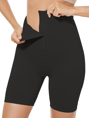 Channo Faja Pantalón Reductora y Moldeadora de Figura, Cintura Alta con Corchetes - Negro, M/L