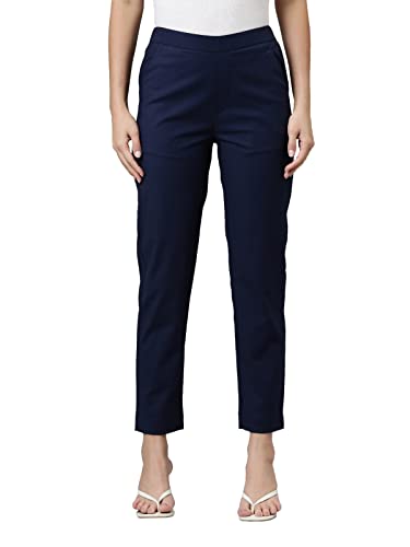 Image of GO COLORS Solid Tapered Fit Chino Pants for Women |Mid Rise, Side Pocket