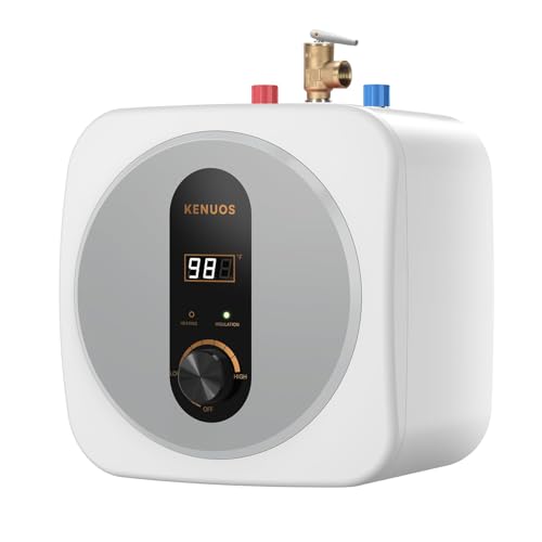 KENUOS Under Sink Instant Hot Water Heater 2.5 Gallon Water Heater Digital Display Household 120V 1500W Mini Tank Water Heater RV Small Water Heater with Updated Pressure Release Vavle