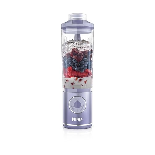 Ninja Blast Max Portable Blender, 570ml, Rechargeable Battery, Blending Cup & Leak-proof Lid, 3x Blend Functions, Makes Smoothies, Protein Shakes, Blends Ice & Frozen Fruit, Lavender BC251EULD