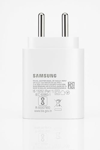 Image of Mudo Samsung 25W C-Type Super Fast Adapter Compatible With Samsung Galaxy S /A /M /F Series | Novobit Super Fast Charger Adapter For S23 /S22 /S21 /21 Fe /S20 /M14 5G /M34 /M54 /M53 /M33 /M13 /A34, White