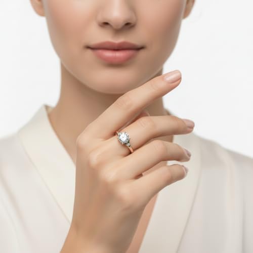 Image of Choose Your Gemstone Petite Dome Engagement Ring Rose Gold Plated Round Shape Petite Engagement Rings Everyday Jewelry Wedding Jewelry Handmade Gifts for Wife US Size 4 to 12