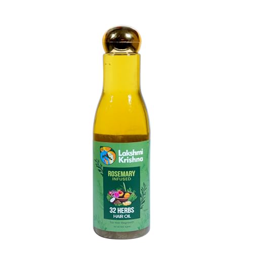 Image of LAKSHMI KRISHNA NATURALS 32 Herbs Hair growth Oil | Natural Oil Blend for Stronger, Thicker Hair | Promotes Hair Growth & Reduces Hair Fall | Enriched with Ayurvedic Herbs inch