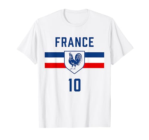 Frankreich Nummer 10 Französisch Fußball Hahn Fan Flagge T-Shirt